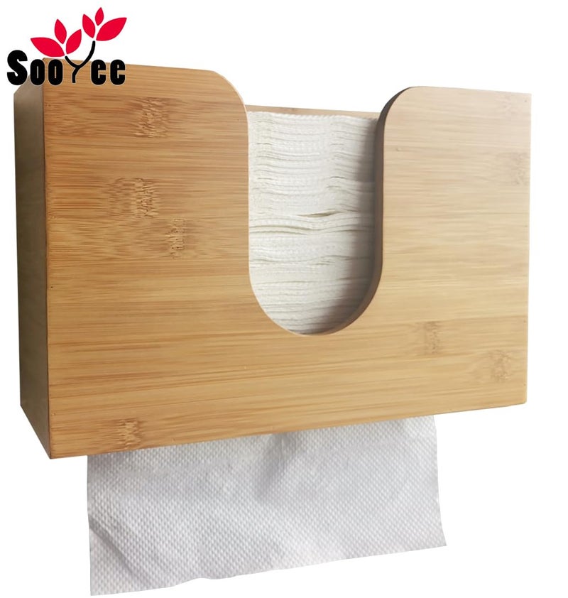 Sooyee Paper Towel Dispenser Wall Mount,Bamboo Trifold Paper Towel Dispenser Countertop,Paper Towel Holder for Bathroom,Kitchen, Office,Toilet - Image 5